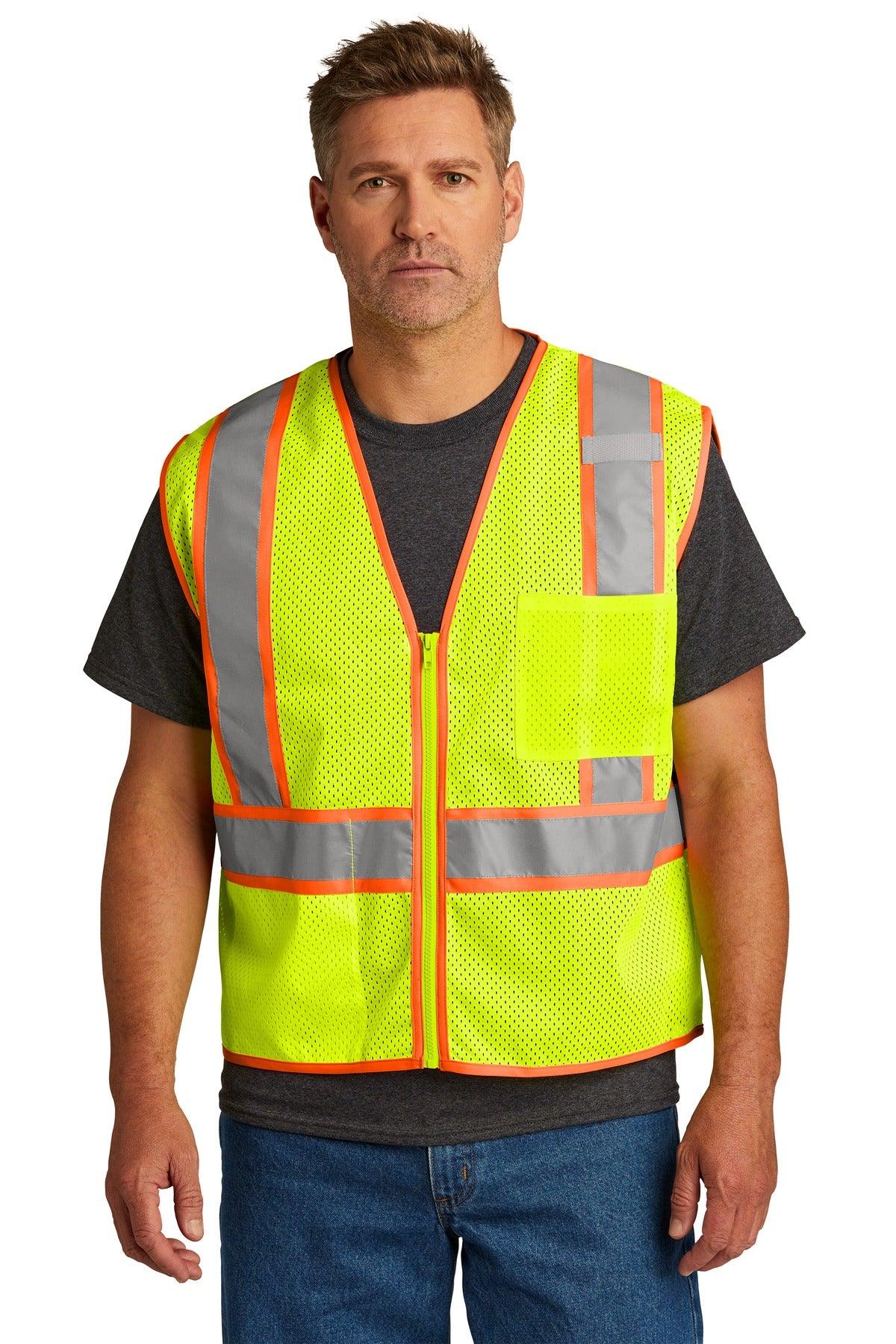 CornerStone ANSI 107 Class 2 Mesh Zippered Two-Tone Vest. CSV103 - Dresses Max