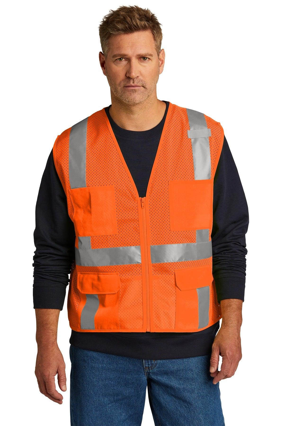 CornerStone ANSI 107 Class 2 Mesh Six-Pocket Zippered Vest. CSV104 - Dresses Max