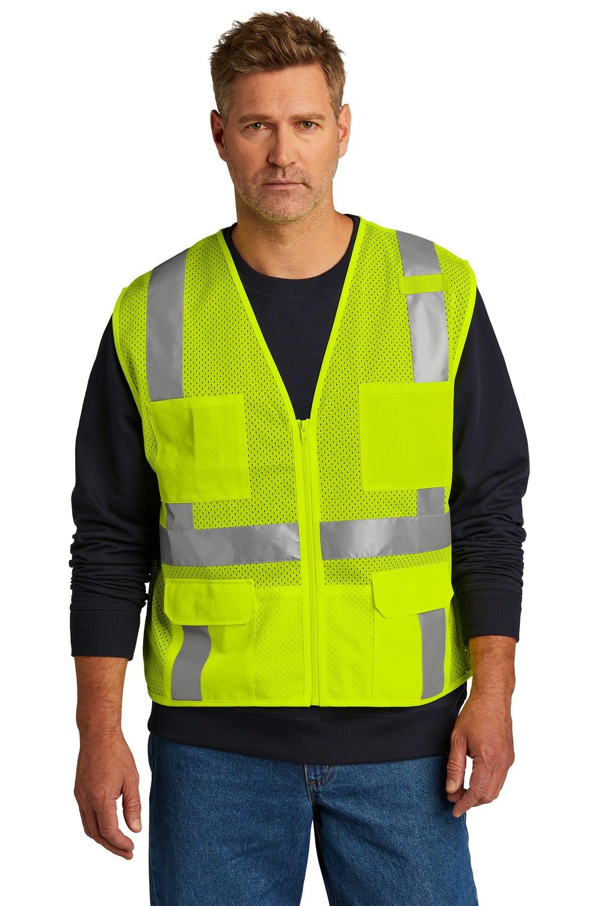 CornerStone ANSI 107 Class 2 Mesh Six-Pocket Zippered Vest. CSV104 - Dresses Max