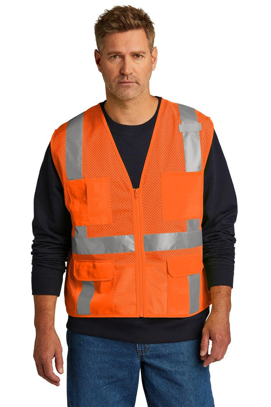 CornerStone ANSI 107 Class 2 Mesh Six-Pocket Zippered Vest. CSV104 - Dresses Max