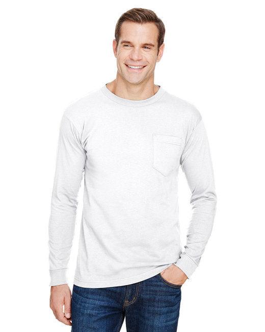 Bayside Unisex Union-Made Long-Sleeve Pocket Crew T-Shirt BA3055 - Dresses Max